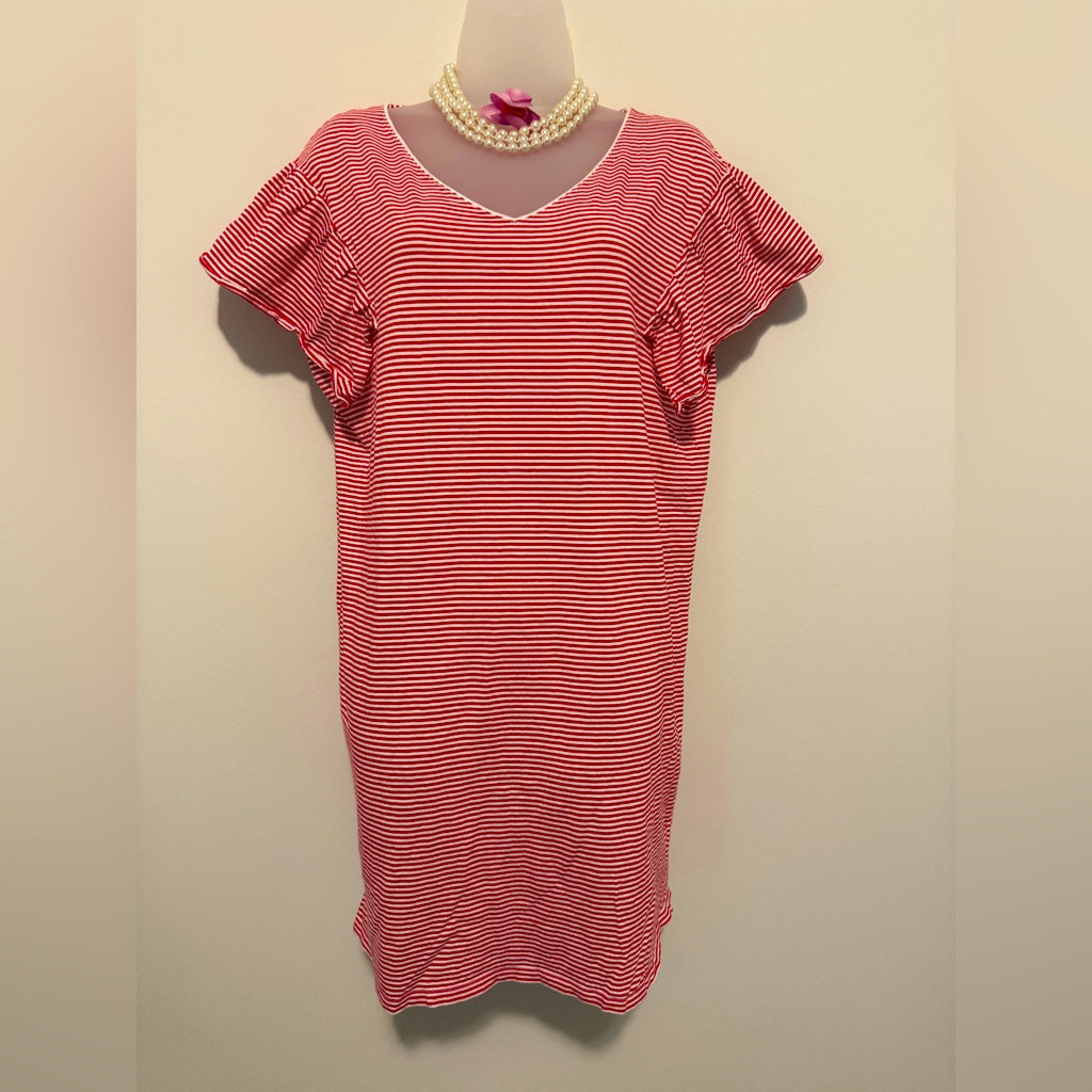 Very Rare Vineyard Vines Red And WhiteCream Striped Dress Size L